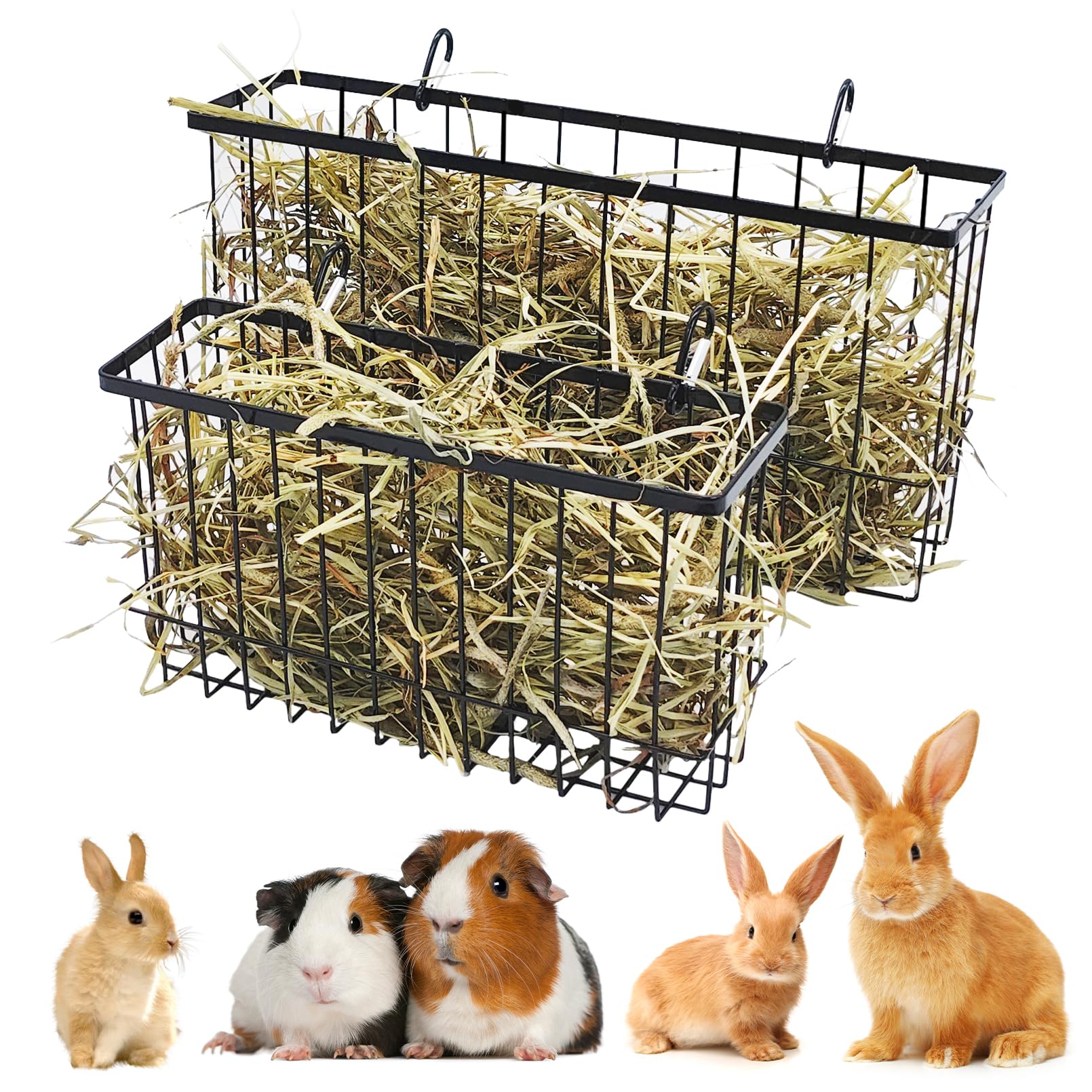 Photo 1 of kathson Rabbit Hay Feeder 2 Pack, Metal Bunny Hay Rack for cage with Hooks, Rabbit hay Holder for Bunny Guinea Pig Chinchilla