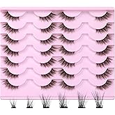 Newcally Half Lashes Mink Natural Cat Eye Wispy False Eyelashes 3D Volume Strip Fake Eyelashes Accent Corner 3/4 Eye Lashes D