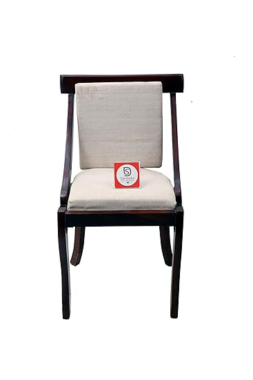 Santosha Decor Pre- Assemble Solid Sheesham Wood Dinning Chair | Study Chair | Multipurpose Chair with White Cushion - Mahogany Finish (Special PU Polish)
