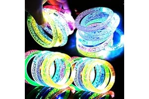 AMENON 24 Pack Glow In The Dark LED Bracelets Halloween Party Supplies for Adult, Flashing Light Up Bracelet Halloween Glow Sticks Party Favor , Birthday, Cristmas Wedding Disco Happy New year