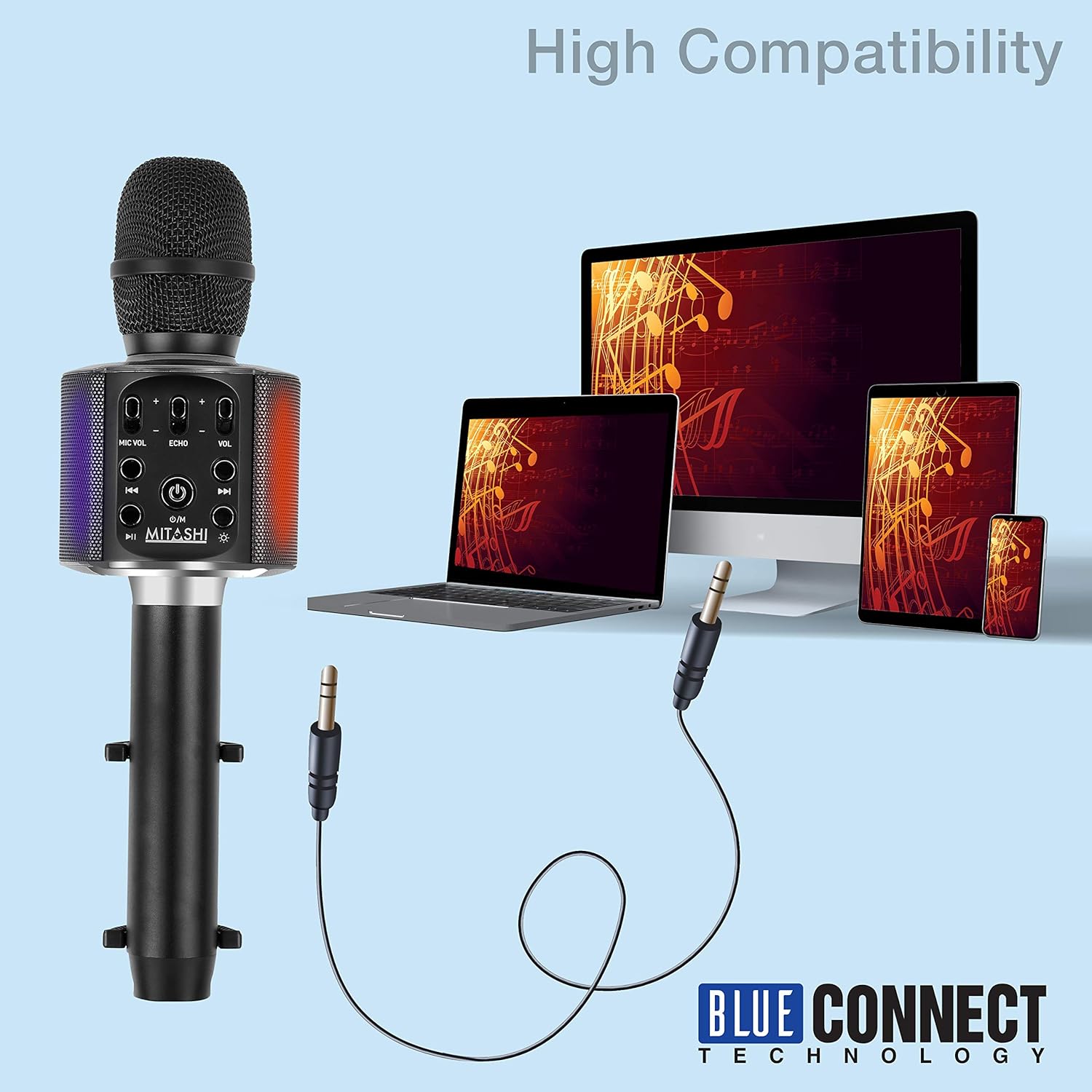 mitashi mk1015 wireless karaoke mic with inbuilt speakers and bluetooth