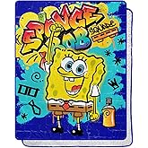 Northwest Spongebob Squarepants Silk Touch Sherpa Throw Blanket, 40" x 50", Graffiti Bob