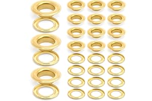 CRAFTMEMORE 1/2" (13MM) Hole 50 Sets Grommets Eyelets with Washers for Leather, Tarp, Canvas (Gold)