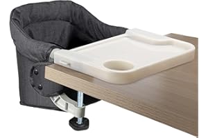 Toogel Hook On High Chair with Removable Dining Tray,Folding Portable Clip on Table High Chair,Baby Chair with Storage Bag for Indoor/Outdoor, Black