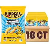 Hippeas Chickpea Puffs, Trippin&rsquo; Cheddar, 18 x 0.75 oz Bags, Baked Crunchy Chickpea Snacks with 3g Plant Protein, 2g Fiber &amp; 40% Less Fat, Dairy &amp; Gluten Free, Non-GMO, Top 9 Allergen Free