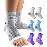 3 Pairs Neuropathy Socks for Women & Men, [Ultra Breathable] Plantar Fasciitis Socks for Achilles Tendonitis Relief, [20-30 mmHg Compression] Ankle Socks for Arch Support (Grey+Blue+Purple, Large)