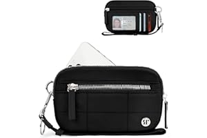Sunpour Wristlet Wallet for Women,Quilted Nylon Purse with 3 Zippers,Credit Card Holder and Cell Phone Organizer for Travel