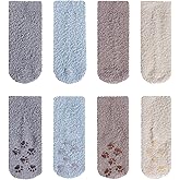 RAYORISA 4 Pairs Baby Fuzzy Socks with Grips Toddlers Cozy Anti Slip Winter Sock for 1-6 Years Boys Girls Warm Gift Socks