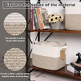 TIMEYARD Woven Storage Basket Cotton Rope Square 33x25x22.5cm Brown view 5
