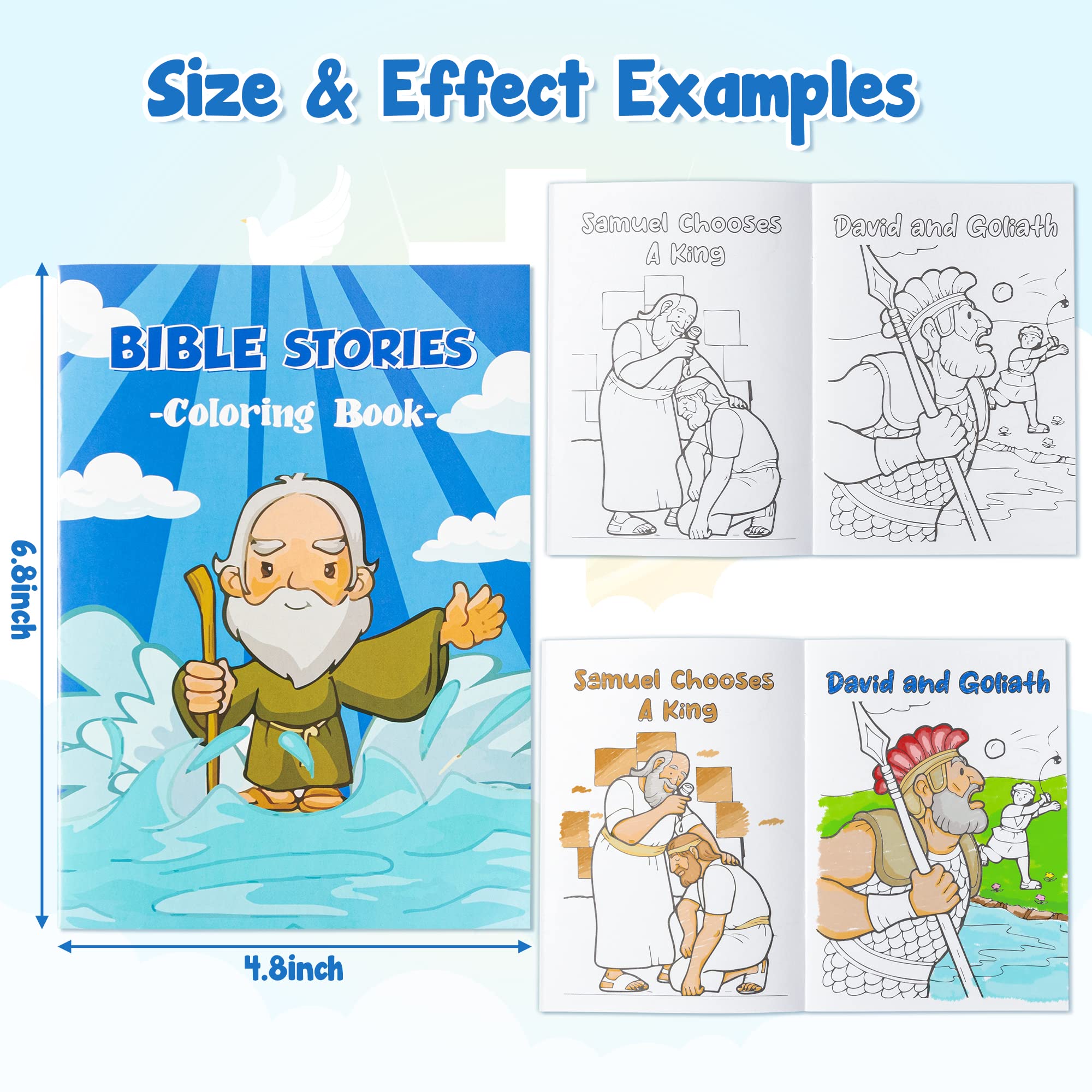 Zainpe 24Pcs Christian Bible Stories Coloring Books for Kids Bible Study Easter Theme DIY Art Drawing Book Jesus Noah's Ark Pattern Color Booklets Party Favors Supplies Birthday Gift Goodie Bag Filler