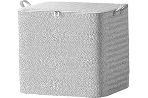 Large Storage Bins with Lids 19x17x19" - Non-woven Closet Organizer with Handle Dustproof Zipper for Clothes Pillow Blankets 