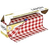 LEMON + Co. Red Gingham Premium Plastic Tablecloth Roll - 54" x300' for Parties with Cutter Box - Cut to Size Rectangle & Round Disposable Tablecloth Plastic Table Cover