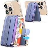 Sinjimoru Pull & Eject Magnetic Wallet for iPhone, 3-Card Holder with Adjustable Stand, Compatible with MagSafe, Lavender