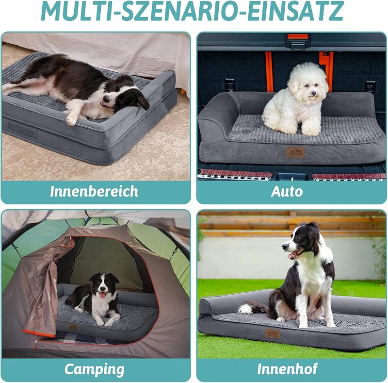 Orthopädisches Hundebett Waschbar für Sehr Große Hunde, XL Grau