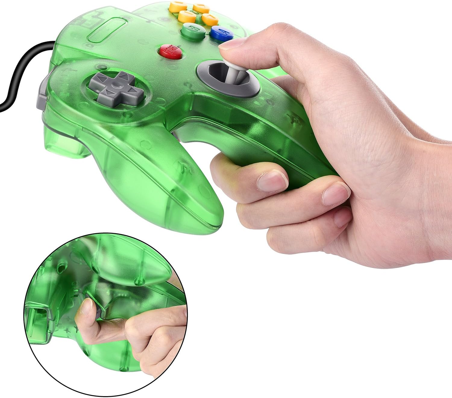 miadore Classic N64 USB Controller,Plu g& Play,Retro Wired Gamepad Joystick Game Controller for Windows PC,Mac,Linux,Raspberry Pi 3 (Clear Green) - Image 5