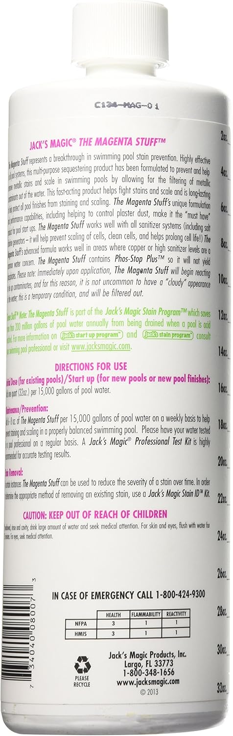 Jack's Magic The Magenta Stuff Size: 32 Ounce : Swimming Pool Enzymes : Garden & Outdoor