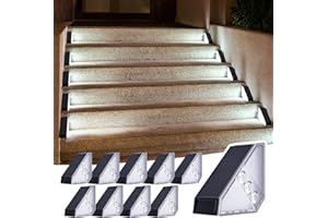 JSOT Solar Lights for Step 10 Pack, Stair Lights Outdoor Yard Decor, IP65 Waterproof Deck Lighting for Outside, Solar Powered Garden Light for Fence, Backyard, Front Porch Step, Balcony, Wall, Patio