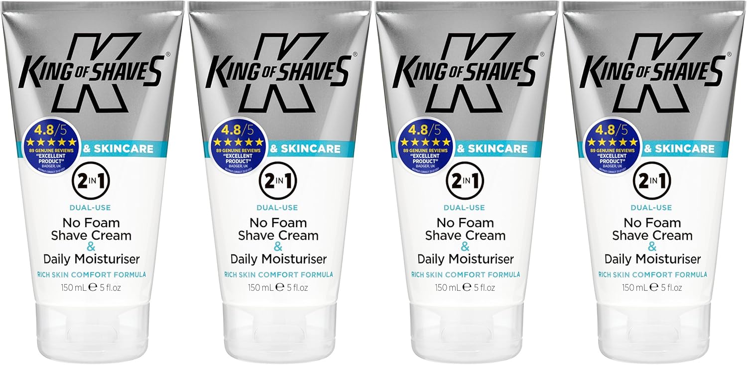 King of Shaves 2in1 Shaving Cream & Face Moisturiser for Men QUAD