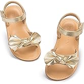 PHIRAMIN Toddler Girl Sandals - Flower Girl Dress Shoes Open Toe Little Kid Summer Flats