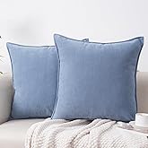 Decorative Chenille Pillow Covers Soft Throw Pillow Cover Pack of 2 Herringbone Pattern Soild Luxurious Square Cushion Case for Sofa Living Room Bedroom Couch Car 18x 18 Inch, Blue