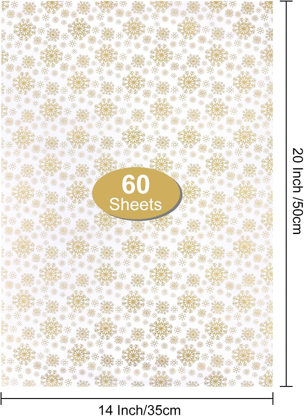 MIAHART 60 Gold Christmas Snowflake Tissue Paper Sheets 50 * 35cm Christmas Wrapping Paper for DIY and Craft Gift Bags Decorations - Image 3