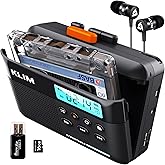 KLIM K7 Cassette Tape Player - Cassette to MP3 Converter - Portable - Built-in Microphone & Speaker - Rechargeable Battery -