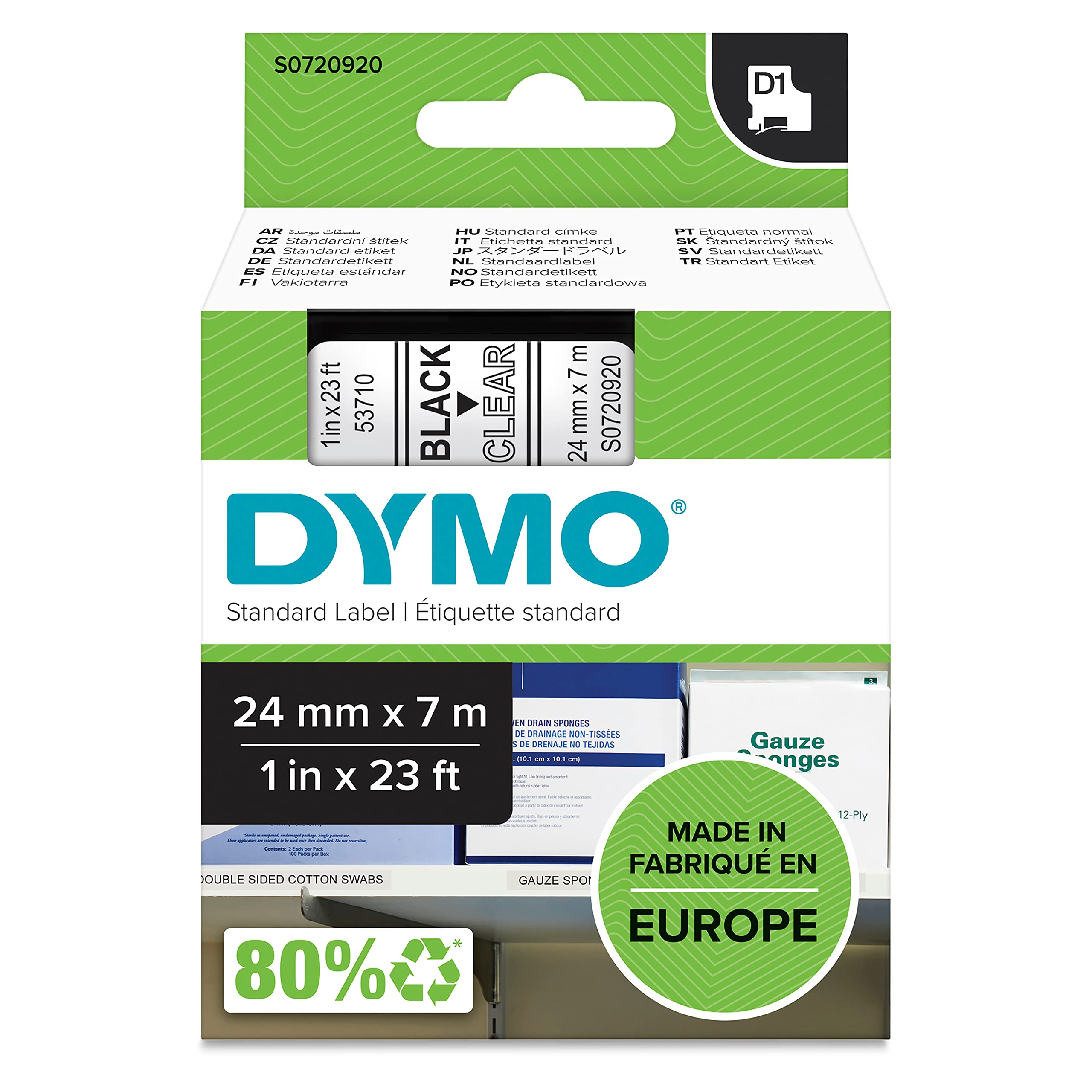 DYMO Authentic D1 Labels Black Print on White 24mm x 7m Self-Adhesive Labels for LabelManager Label Printers