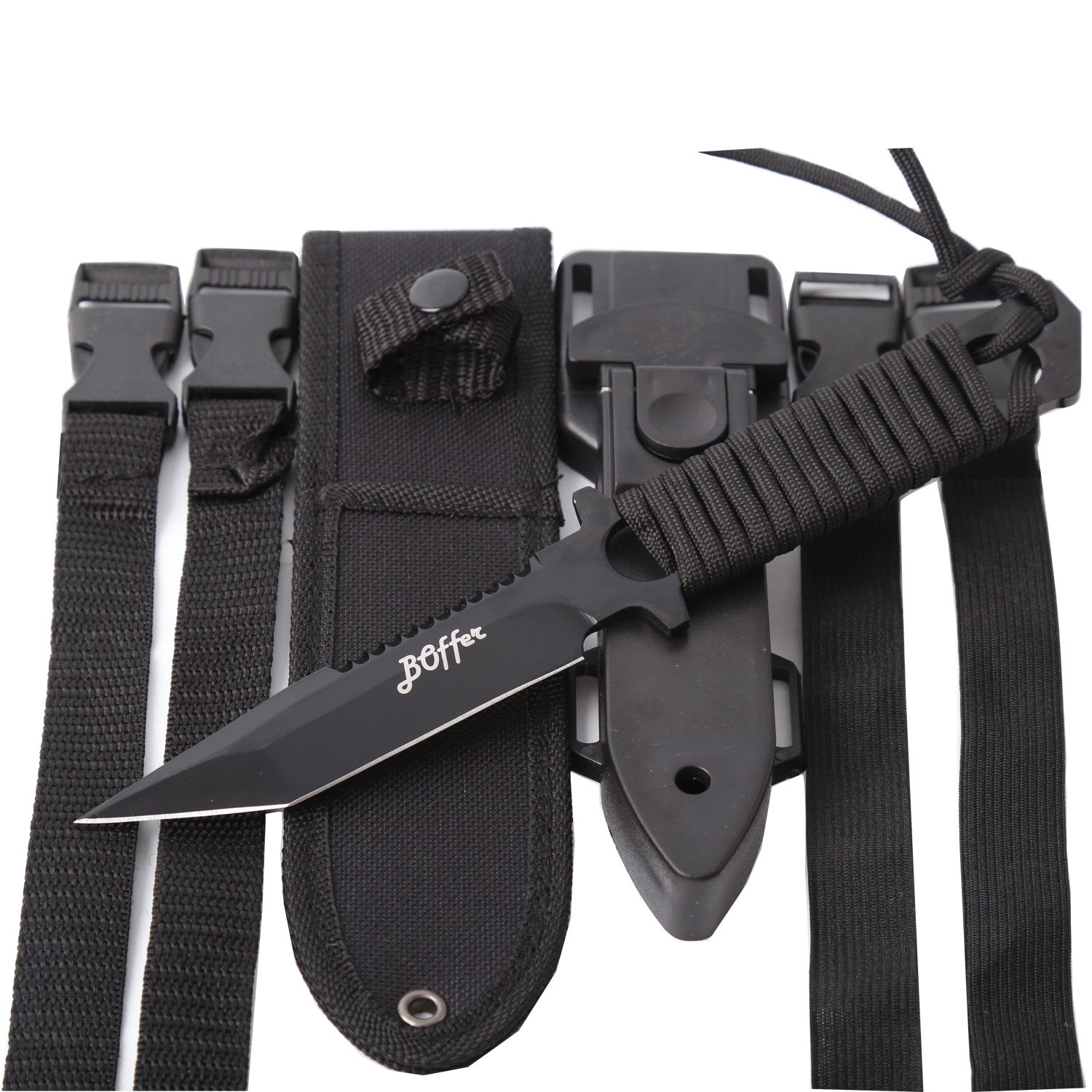 BOffer Scuba Diving Knife Black Tactical Sharp Blade knives Divers