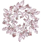 BriLove Austrian Crystal Rhinestone Elegant Flower Marquise Wreath Brooches for Women