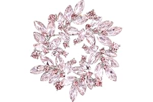 BriLove Bridal Holiday Party Austrian Crystal Rhinestone Elegant Flower Marquise Wreath Brooches for Women