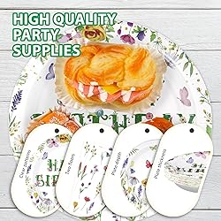 96 Pcs Wildflower Party Supplies 350 GSM Green