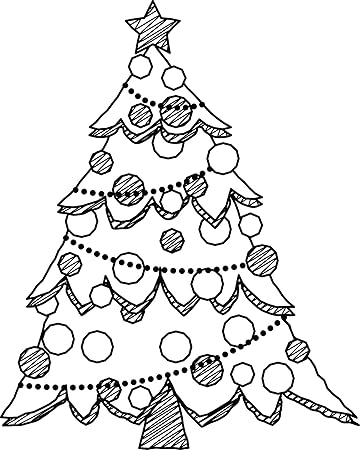 Amazon Com Christmas Tree Holiday Festive Decorations Cartoon Vinyl Sticker 2 Tall Black And White Automotive