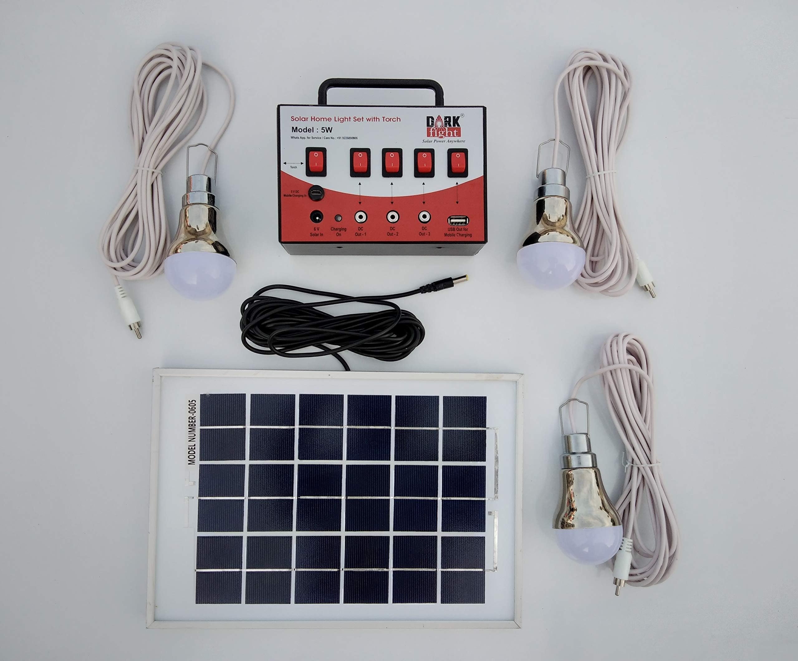 DARK FIGHT Metal Solar Home Light with Torch, Black