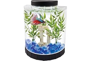 Tetra Betta Fish Aquarium Kit, 1.1 Gallon Half Moon Curved Fish Tank, 4.6 x 9.1 x 9.9 Inches