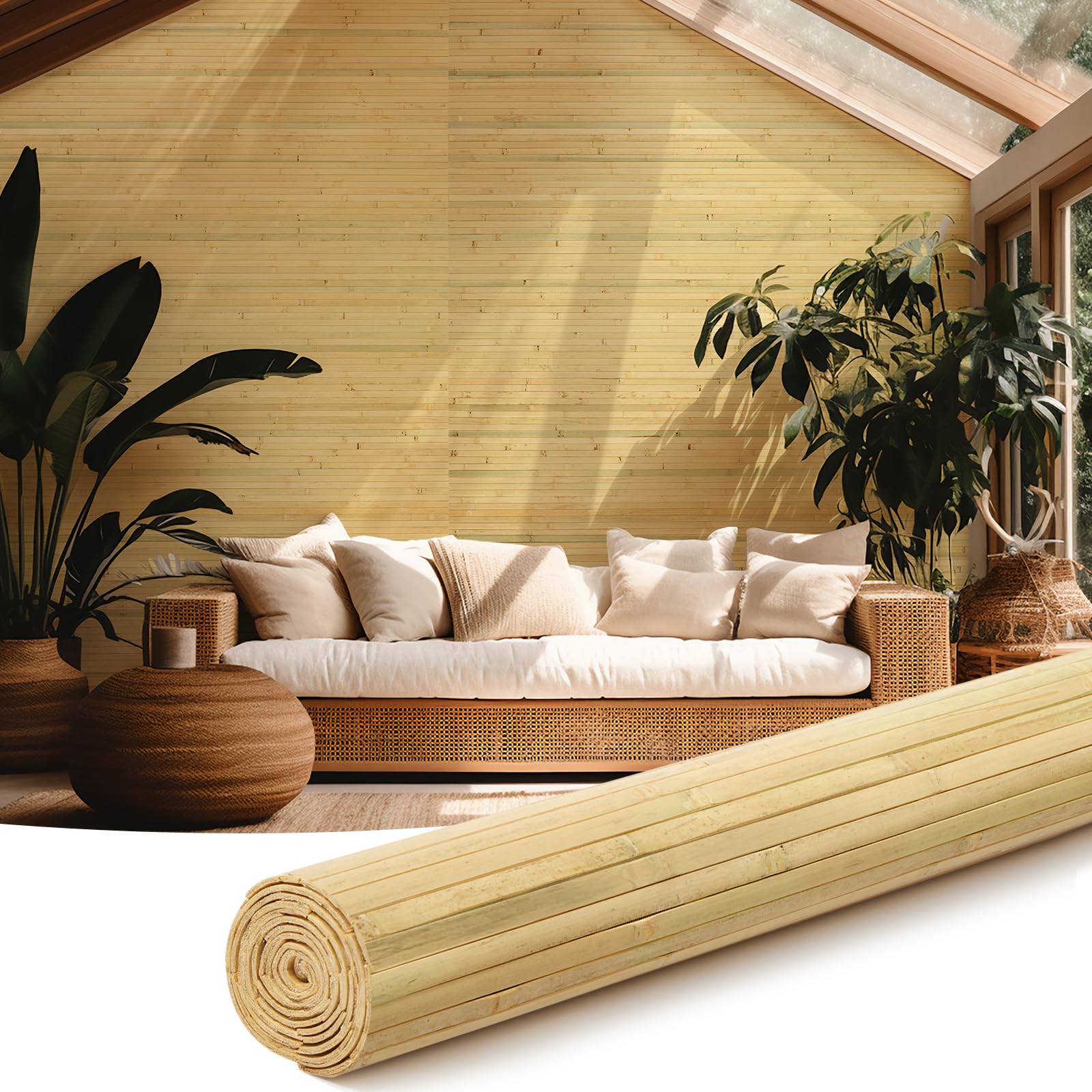 Juexica 1 Pcs Natural Bamboo Wall Panel for Interior Wall 48'' x 96 ...