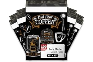 10x13 (100) Coffee Bean Designer Poly Mailers Shipping Envelopes Premium Printed Bags