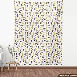 Ambesonne Cat Lover Fabric by The Yard, Funny Poly