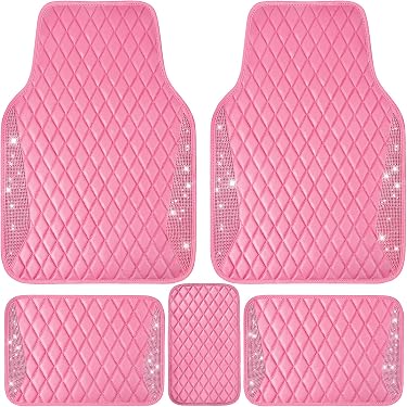 thumbnail interactive-video image 1 of MSA Metallic Pink Heavy Duty Checker Plate Rubber Floor Mats – 4-Piece Universal Set 1 of 6