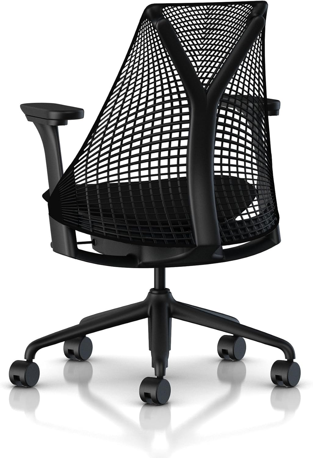 Herman Miller Sayl Ergonomic Office Chair with Tilt Limiter and Carpet Casters | Adjustable Seat Angle/Depth, Lumbar Support, and Arms | Black Frame with Black Rhythm Seat: Kitchen & Dining