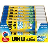 UHU Stic Magic Blue Colored Glue Stick, 12-Pack Bulk Set: 40g Sticks &ndash; Applies Blue &amp; Dries Clear, Washable &ndash; All Purpose School &amp; Craft Adhesive for Kids, Scrapbooking, Office &amp; Home Use