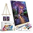 JOOZ Paint by Numbers Kit for Adults with Frame, Street Scene Paint by Number with Easel, DIY Landscape Oil Painting by Numbers, Easy Adult Paint by Number Kits on Canvas for Wall Decor 8x12 Inch