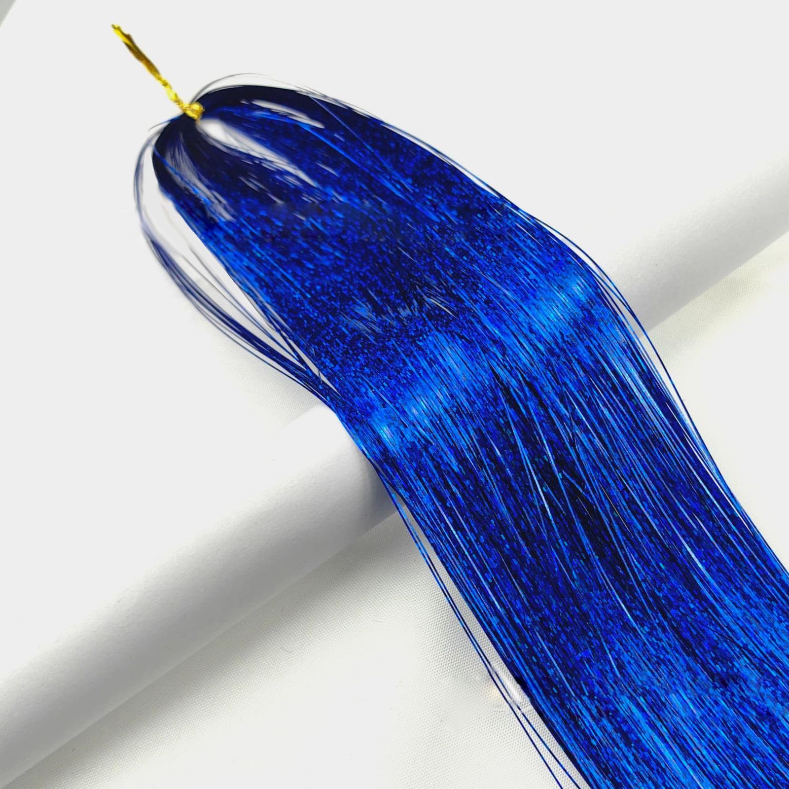 Leliafleury 1000 Strands Royal Blue Hair Tinsel 94cm Glitter Straight Hair Extensions for Party Cosplay