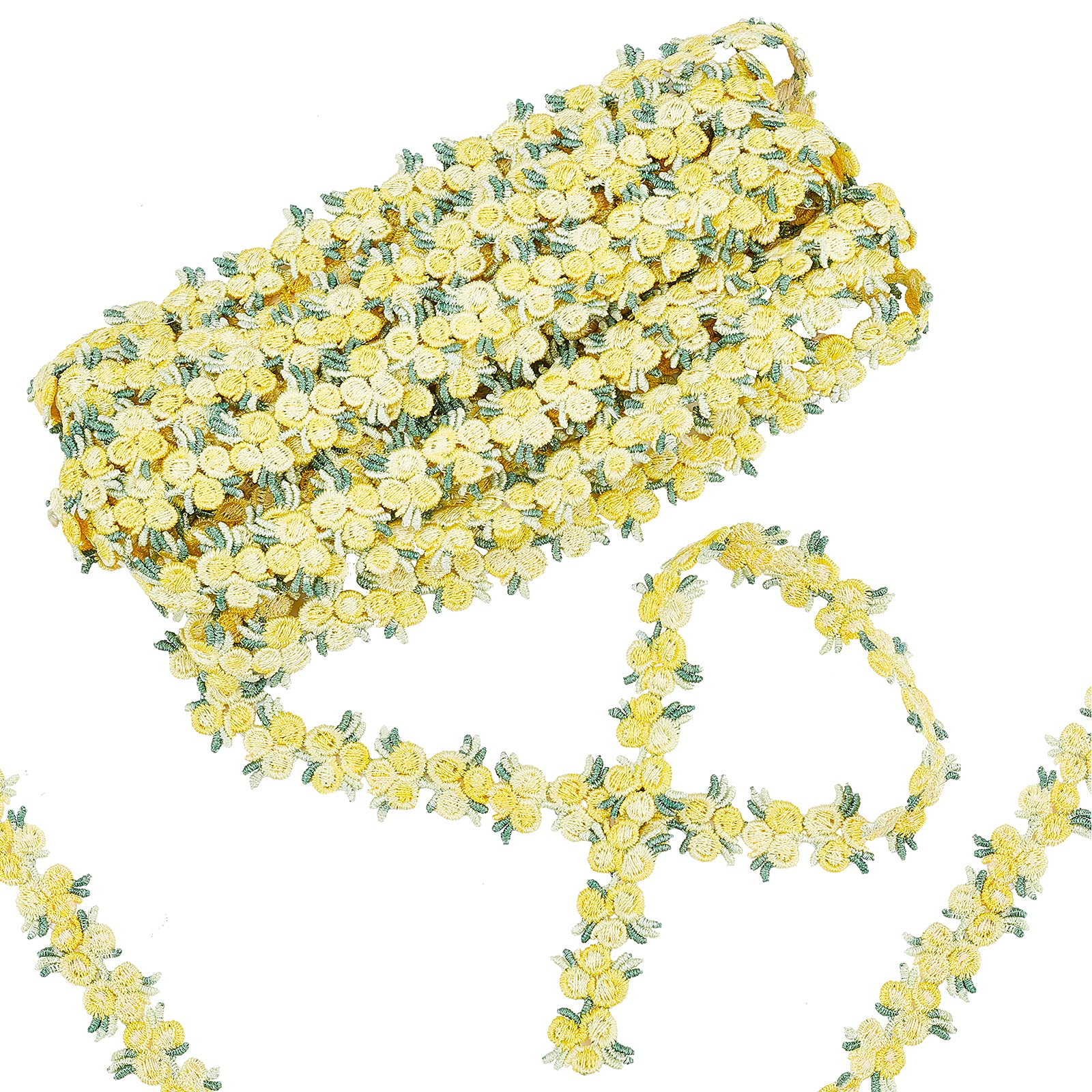 GORGECRAFT 5 Yards Flower Trim Ribbon Gold Flower DIY Lace Applique Sewing Craft Lace Edge Trim for Wedding Dresses Embellishment DIY Party Decor Clothes