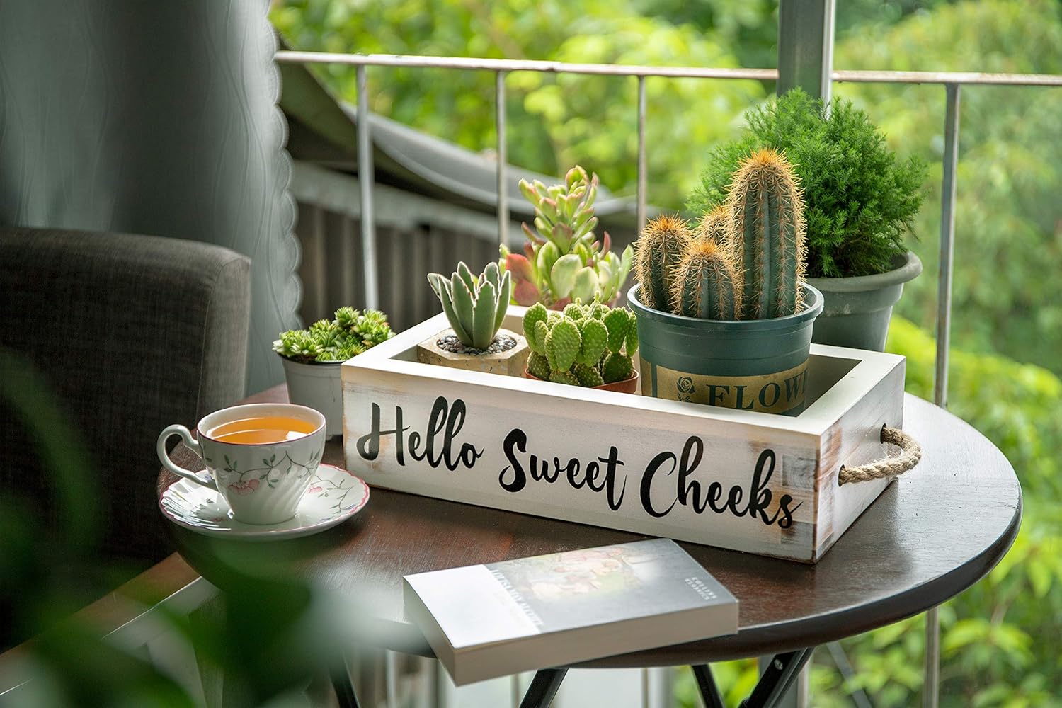 CABASAA Nice Butt Bathroom Decor Box, 2 Sided Funny Toilet Paper Holder, Farmhouse Rustic Wood Organizer, Funny Home Decor, Wooden Crate with Rope Handles (White): Home & Kitchen