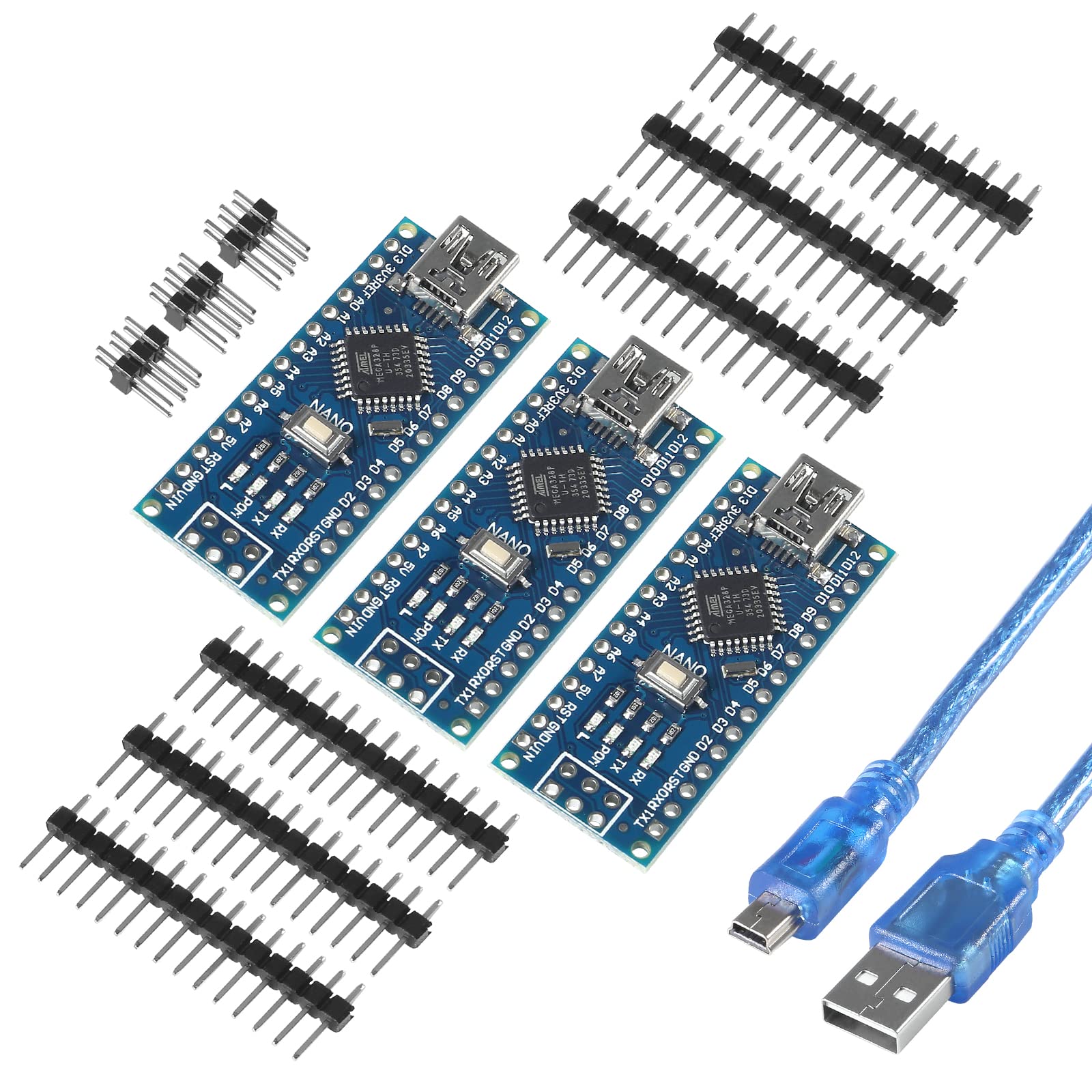 AOICRIE 3PCS 5V 16MHz Micro Controller Board Module Development Board with USB Cable for Arduino