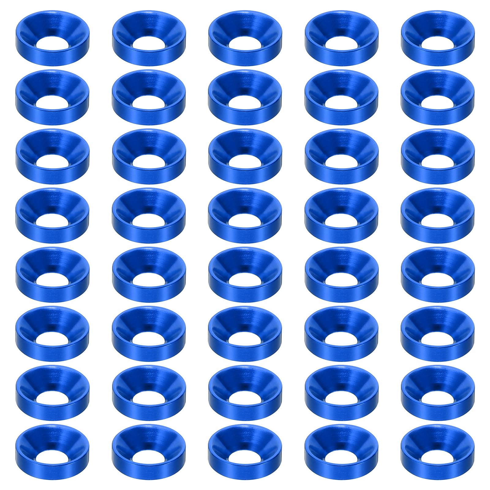 PATIKIL M6 Finish Countersunk Washer, 40pcs Anodized Aluminum Alloy Flat Cup Head Screw Gasket Bolt for Mechanical Accessories Parts DIY Models, Dark Blue