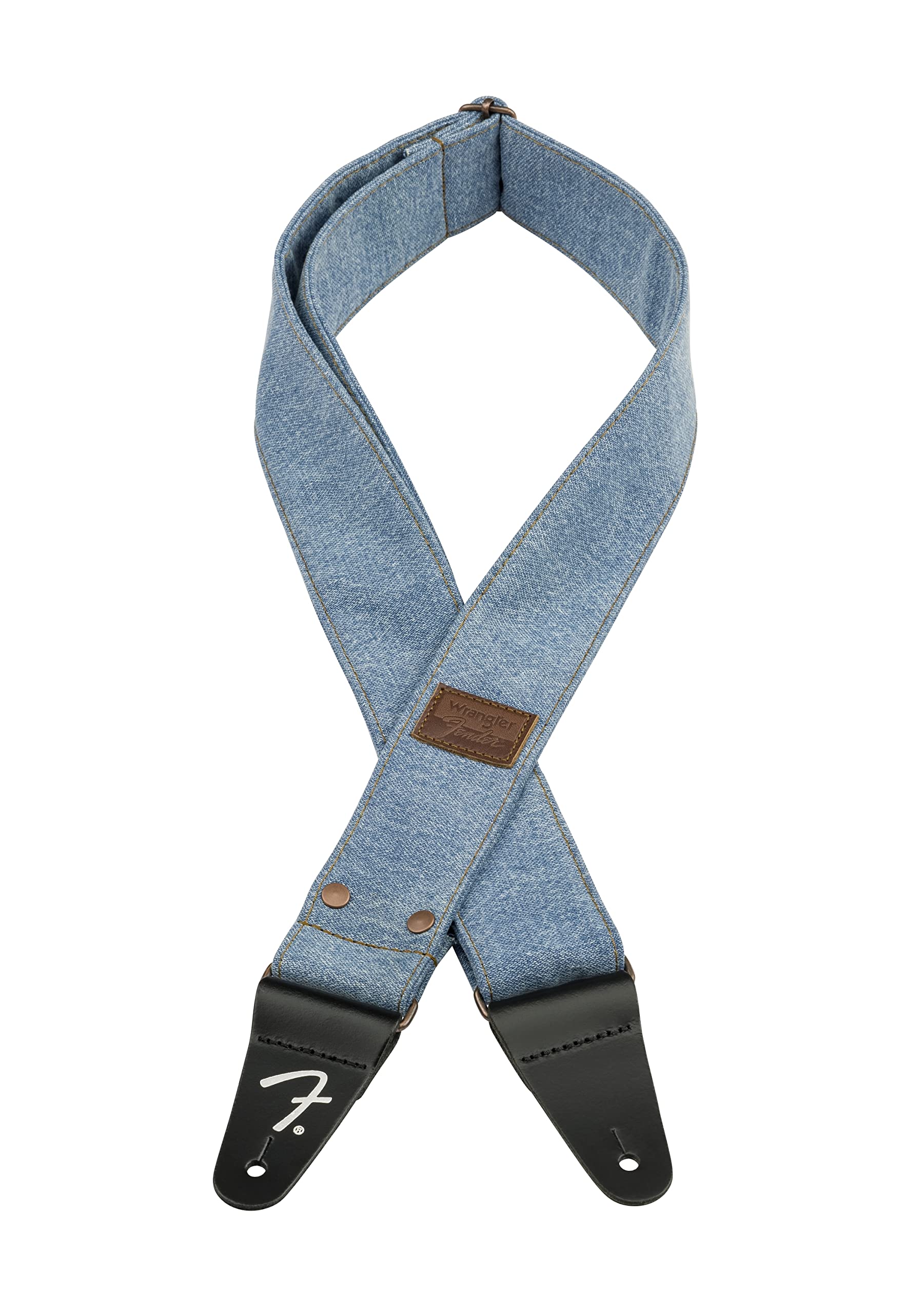 Fender x Wrangler Riveted Denim Strap, Light Indigo
