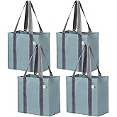 VENO 2-4 Pack Reusable Grocery shopping Bags, Medium Tote Bag w/Handle Hard Bottom, Heavy Duty, Foldable Carrier