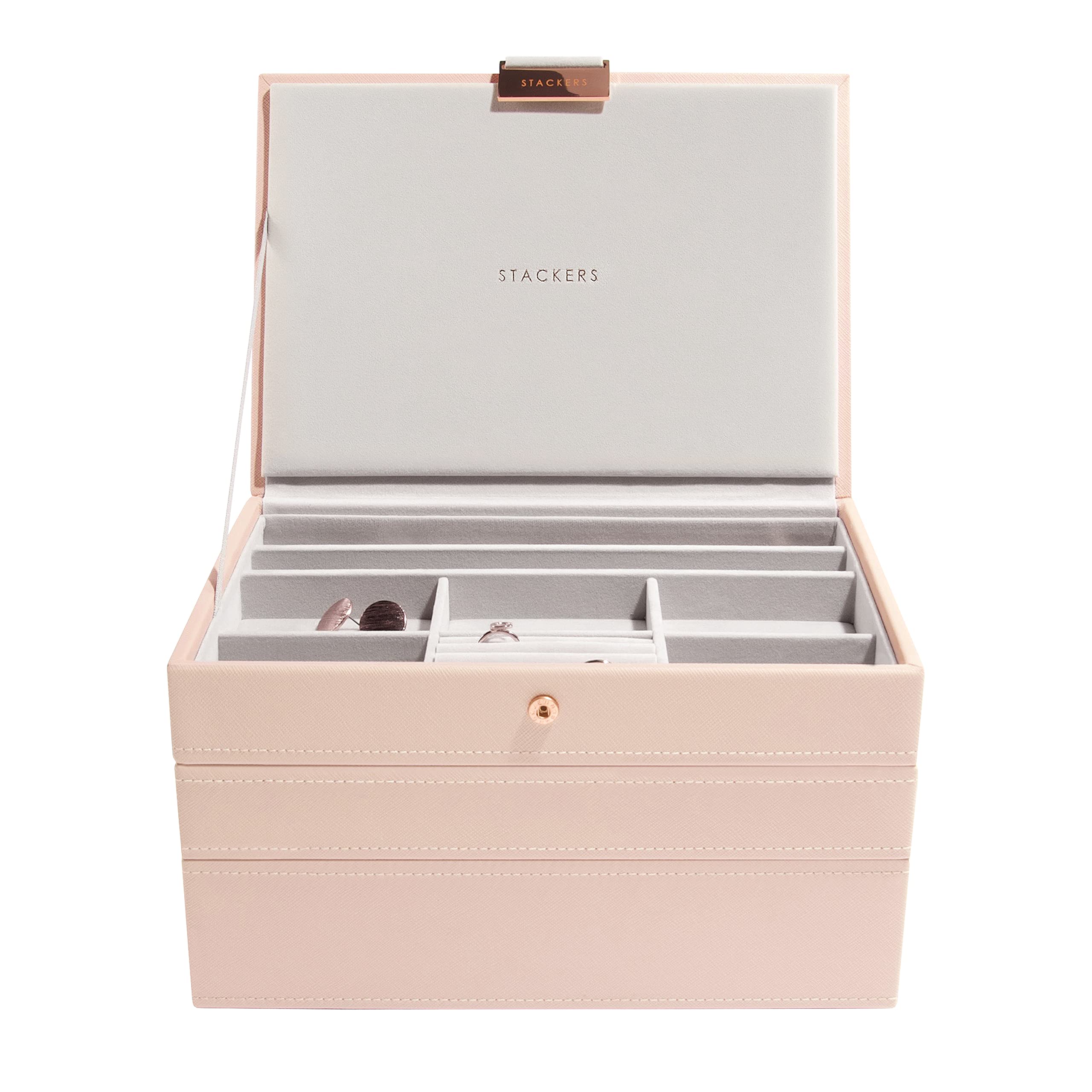 Stackers Blush Pink Classic Medium Jewellery Box, Set of 3