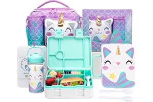 Oruiji Unicorn Lunch Box for Girls Bento Box for Kids with Ice Pack,Stainless Steel Water Bottle Set Utensils Set Food Container for School Girls Kids Back to School Supplies